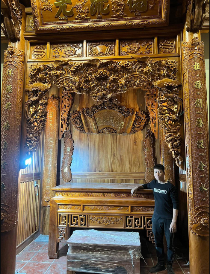 Bàn thờ gỗ hương đá Nam Phi chữ nho